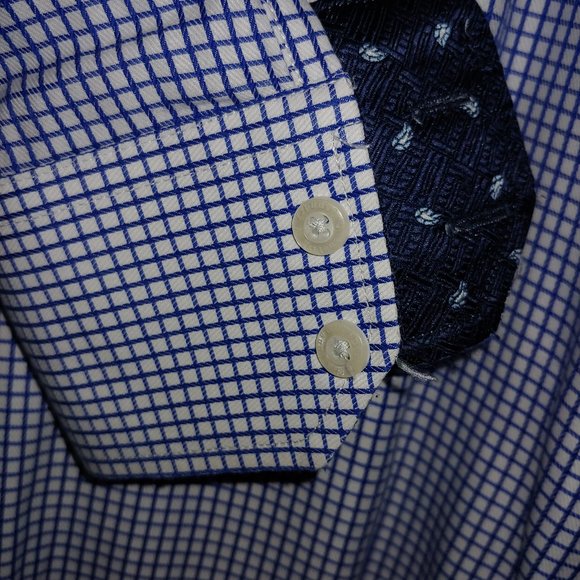 English Laundry Mens Shirt Size 15 1/2, 34/35 Check design Navy/White - Picture 6 of 6